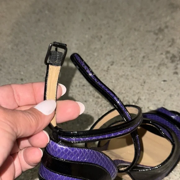 L.A.M.B by Gwen Stefani purple and black snake skin heels 
Great condition! - Picture 15 of 16